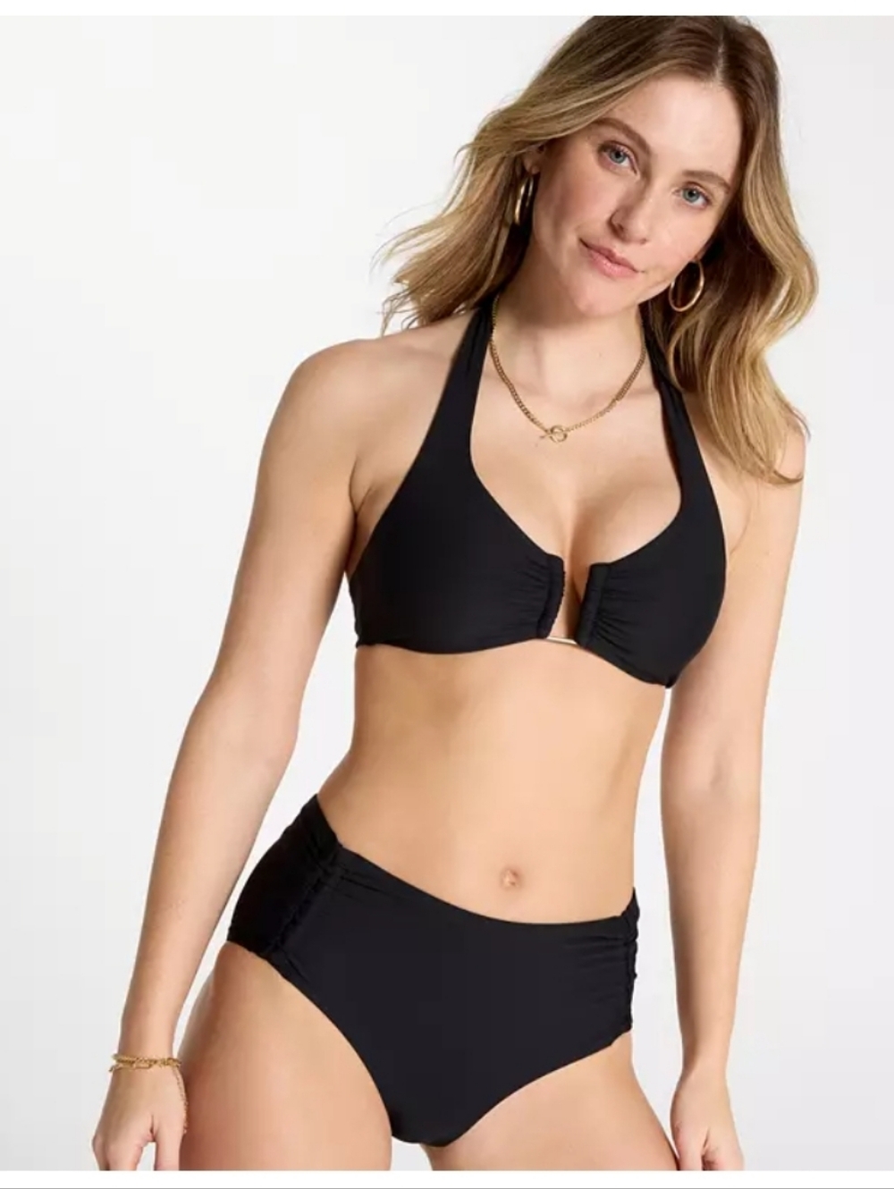 NWT CALIA Women's U-Bar Halter Bikini Swim Top, Womens Small